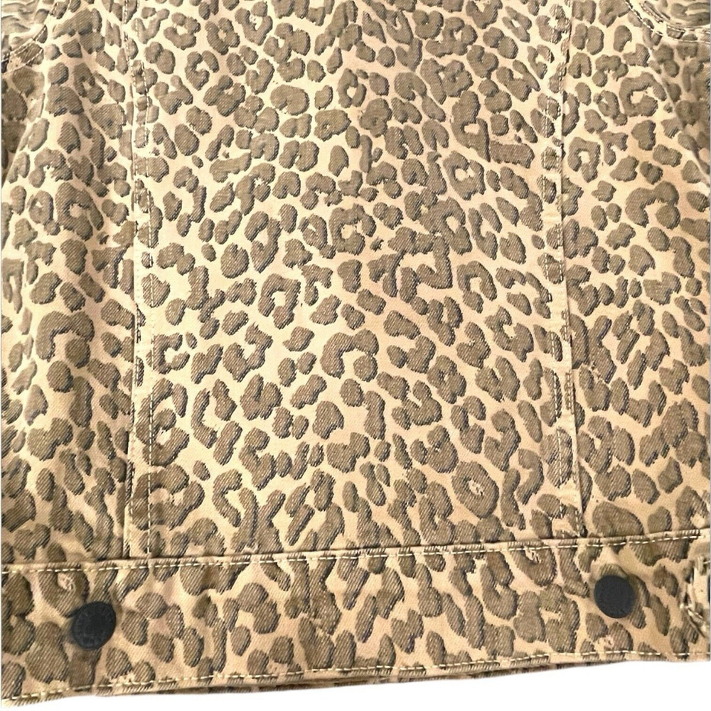 Lucky Brand Womens XS Leopard Denim Jacket The Tomboy Trucker Animal Print Brown - Picture 9 of 16